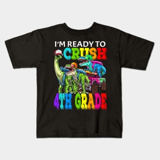 I'm Ready To Crush 4th Grade Monster Truck Dinosaur Back To School Kids T-Shirt